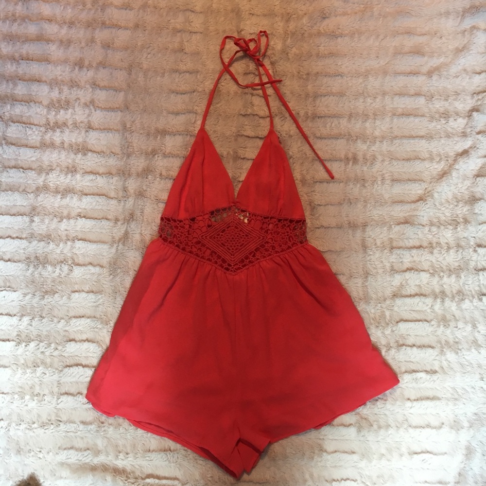 Coral Halter Romper